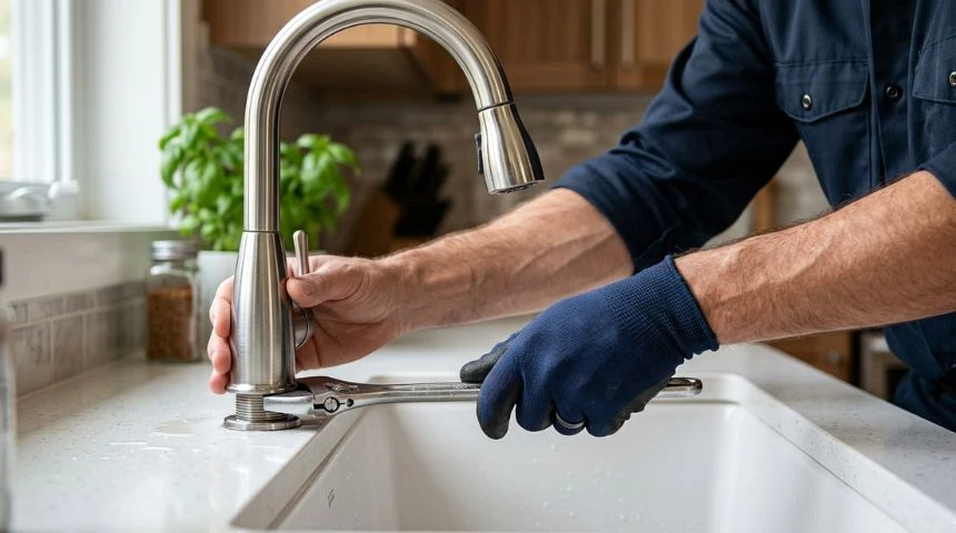 Remplacement robinet cuisine et mitigeur – installation propre et soignée par plombier Maison Lévy